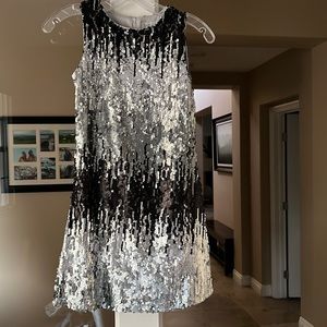 Blush black and silver sequin mini dress size 12